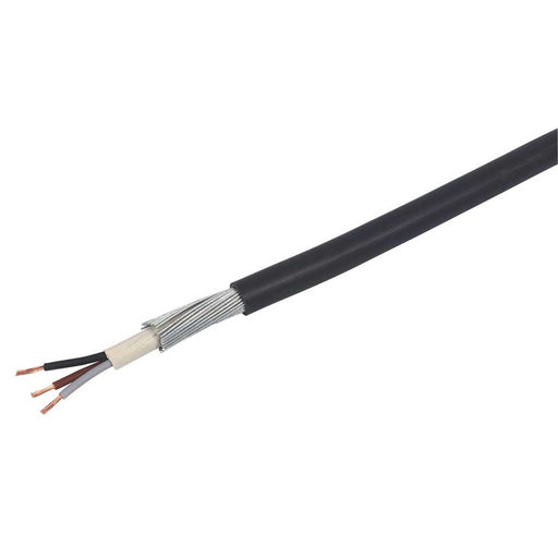 Prysmian Armoured Cable 3 Core 6943X Black PVC Sheathed Indoor Outdoor Drum 50m - Image 1