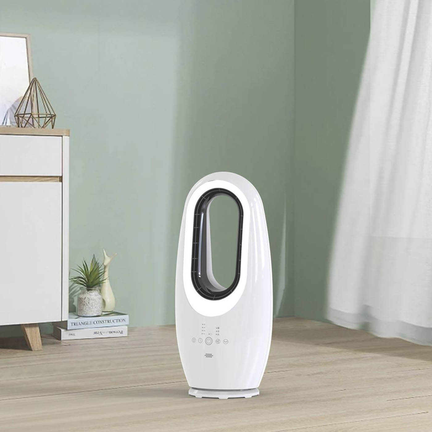 Tower Desk Fan Air Cooler 22" White 3 Speed Timer Freestanding 45W Oscillating - Image 2