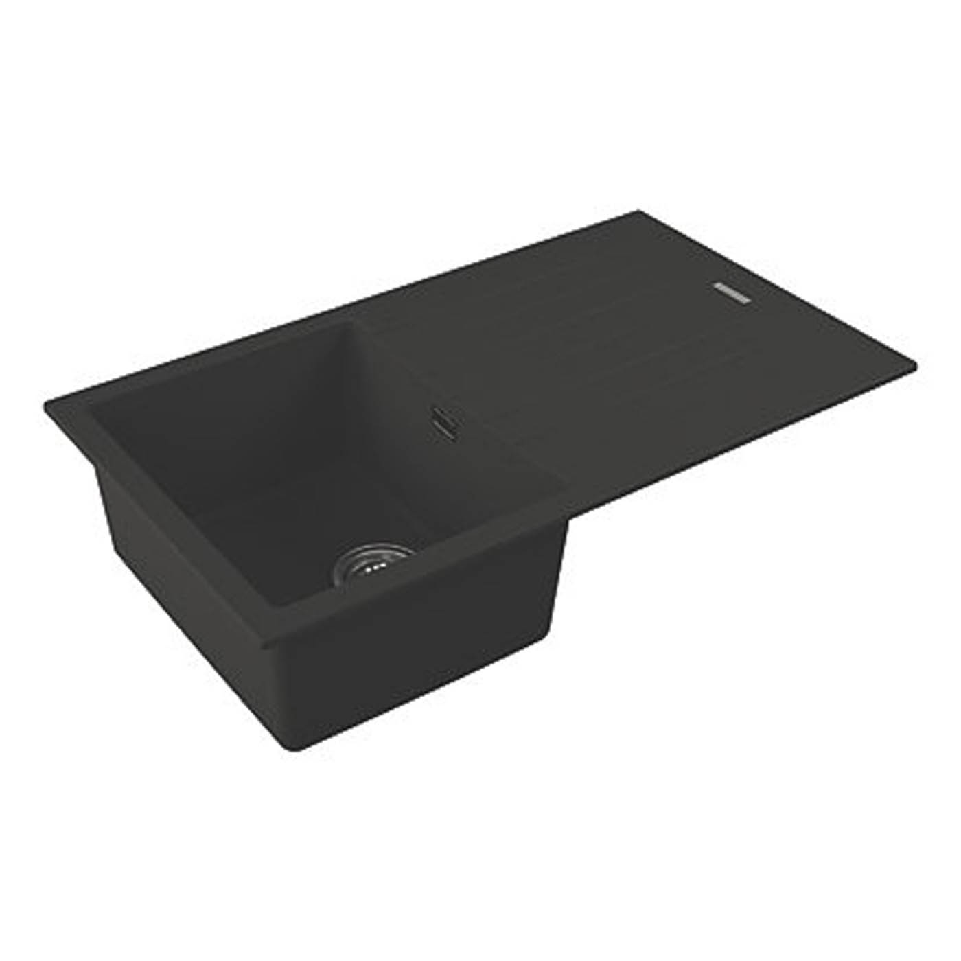 Carysil TD100-MB 1 Bowl Granite Composite Kitchen Sink Midnight Black Reversible 860mm x 500mm - Image 3