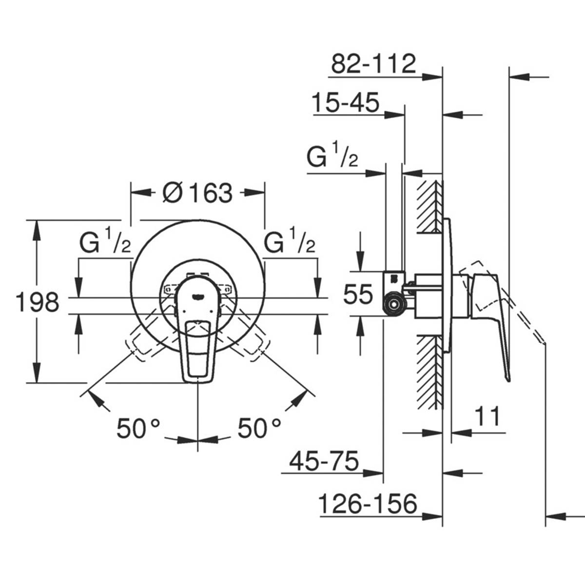 Grohe Mixer Shower Valve Start Loop Concealed Single Outlet Manual Chrome - Image 4