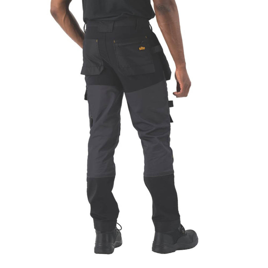 Site Mens Work Trousers Brochman Stretch Holster Pocket Black Grey 34" W 32" L - Image 6