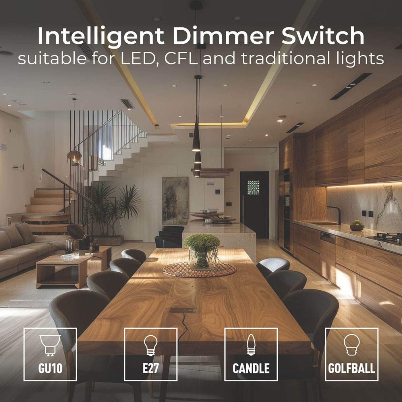 BG LED Dimmer Light Switch Double Antique Brass 2-Gang 2-Way Rotary Modern - Image 6