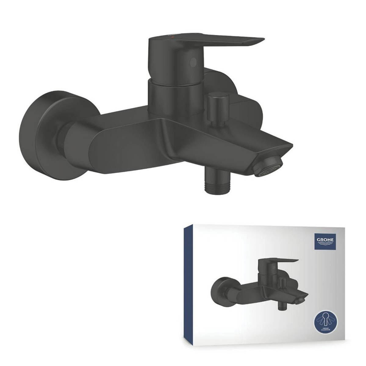 Grohe Shower Mixer Tap Matt Black Brass 140mm Wall Mounted Single Control Modern - Image 2