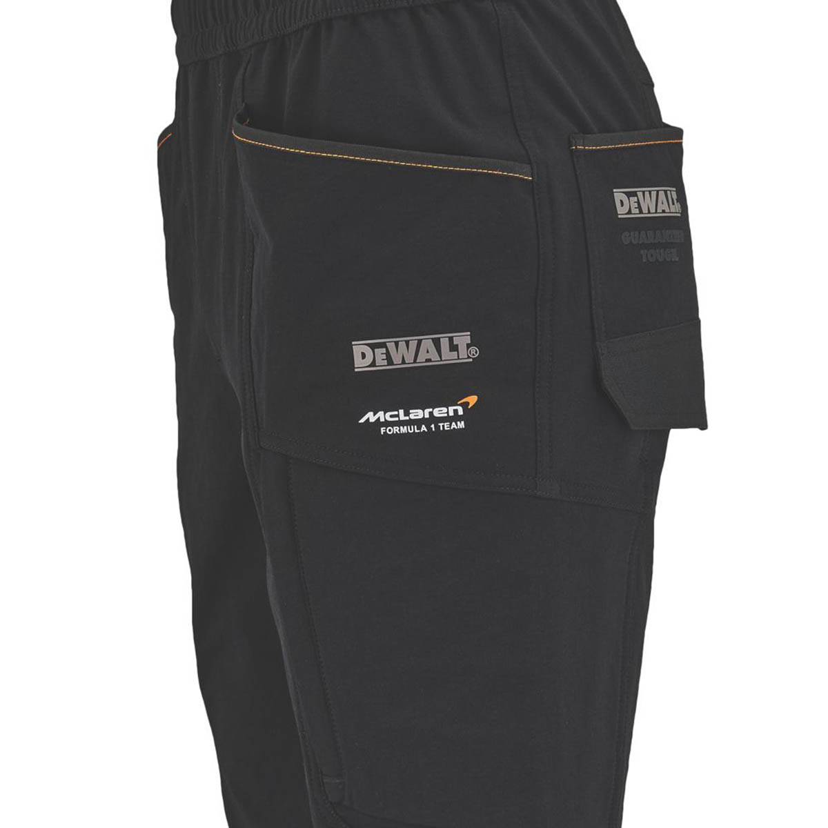 DeWalt Mens Work Shorts Jogger Stretch Black McLaren F1 Team Temple XL 36-44" W - Image 4