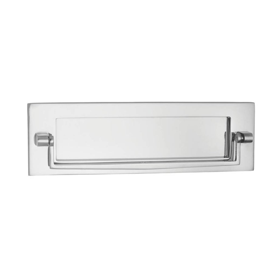 Front Door Letter Plate Box Brass Victorian Polished Chrome 256 x 79mm - Image 1