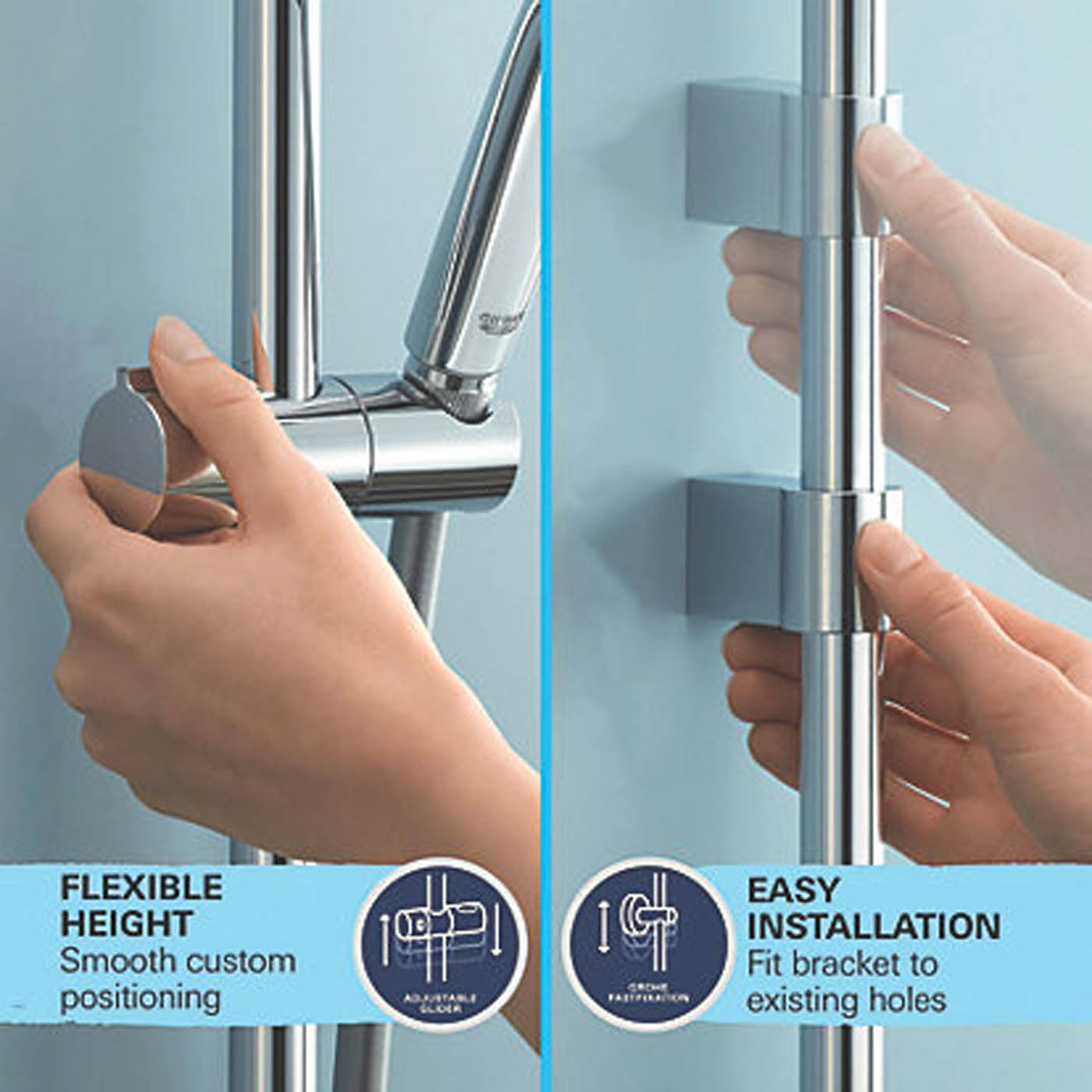 Grohe Precision Get HP Rear-Fed Exposed Chrome Thermostatic Shower Mixer 600mm - Image 4