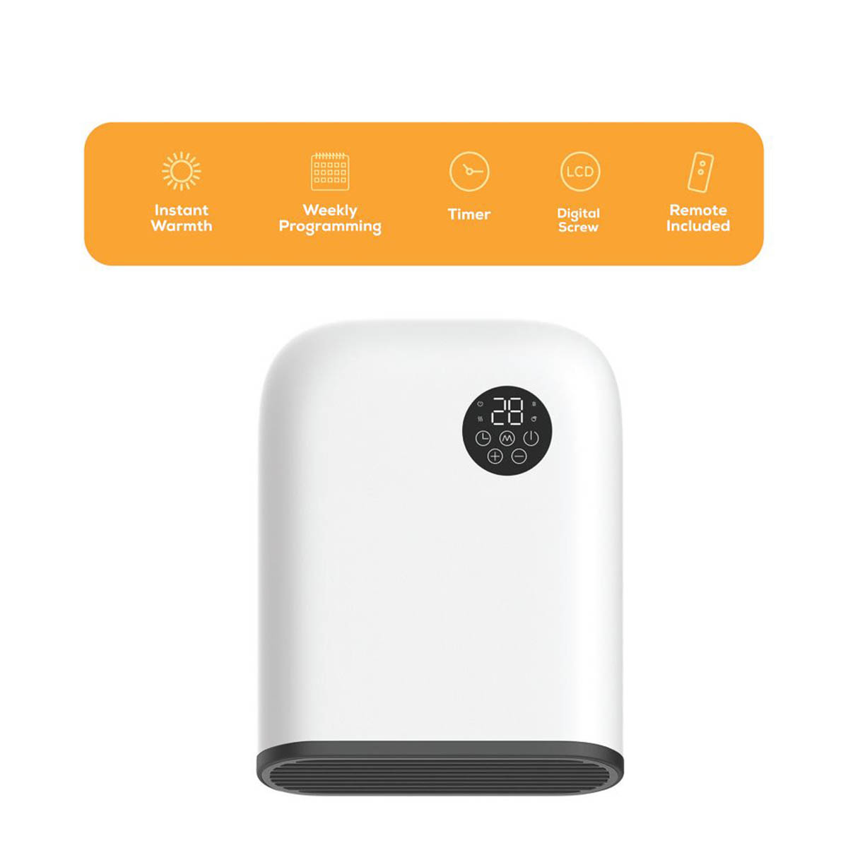 TCP  2000W Electric Wall-Mounted Vertical Fan Heater White - Image 2