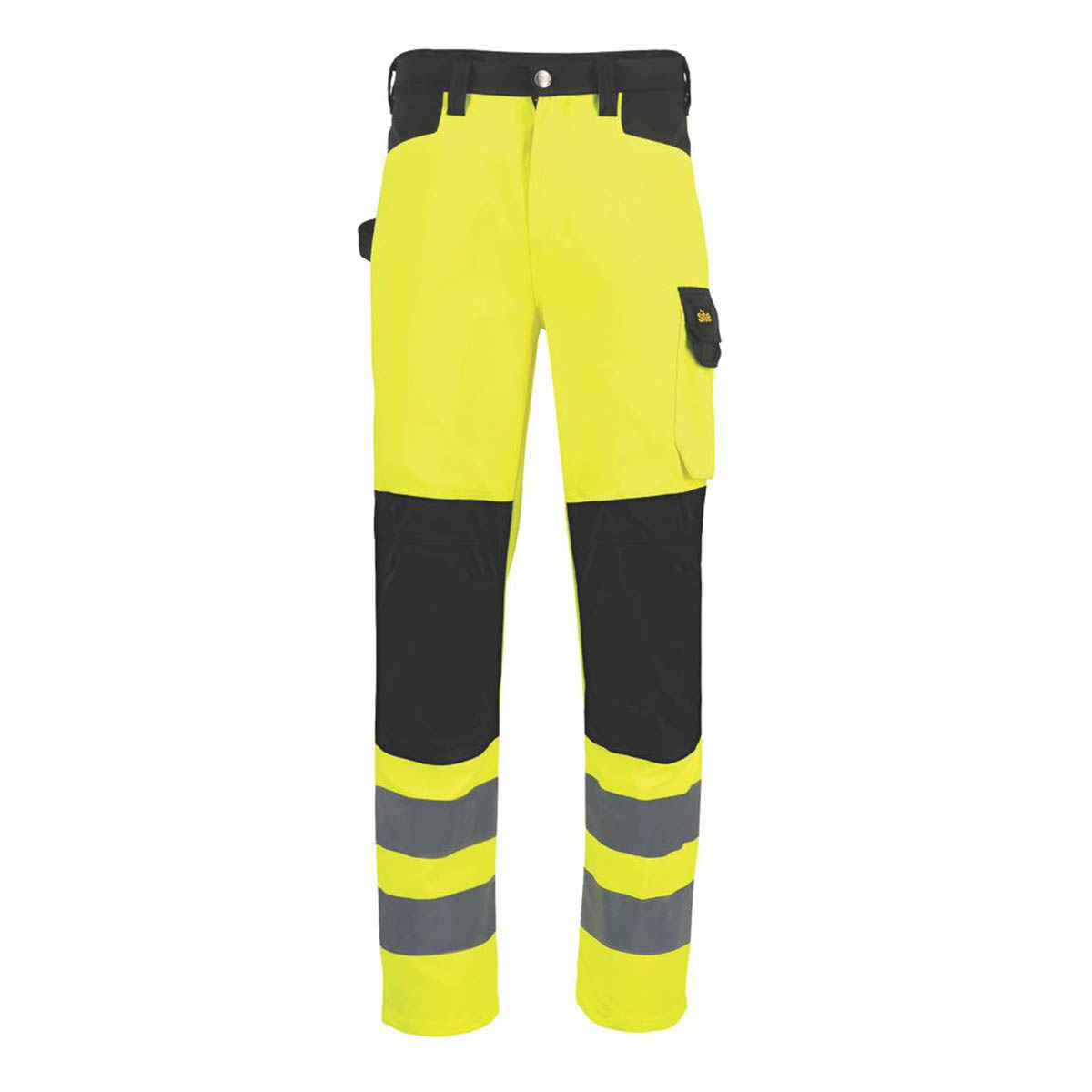 Site Mens Hi-Vis Work Trousers Yellow/Black Reflective Multi Pockets 38" W 32" L - Image 2
