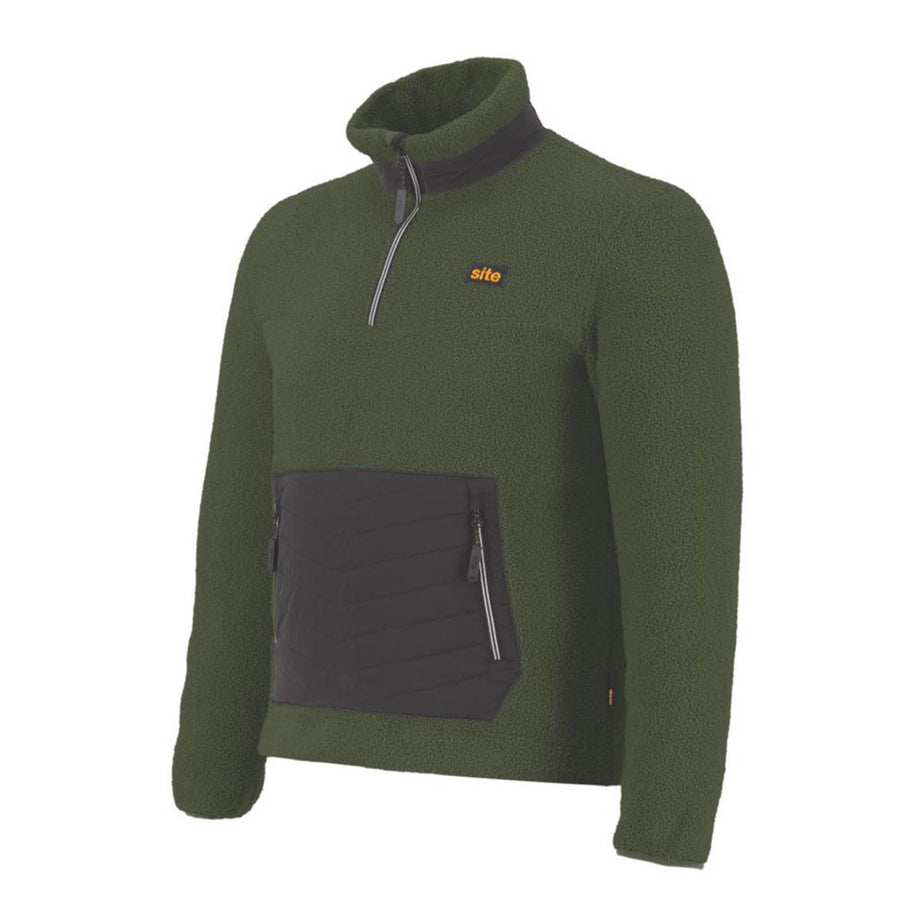 Mens Work Fleece Warm Front Pocket Green Black Comfort Medium 42" Chest - Image 1