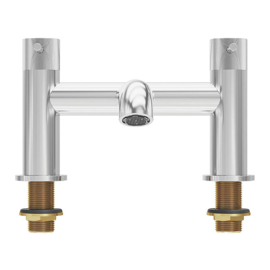 Swirl Bath Filler Mixer Tap Dual Lever Brass Chrome Deck Mounted Modern 185mm - Image 2