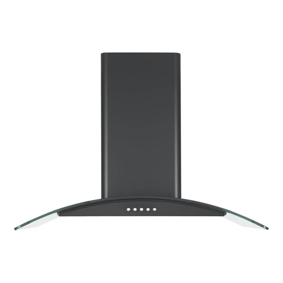 Cooker Hood Curved Glass Black Kitchen Extractor Fan Height-Adjustable 600mm - Image 2
