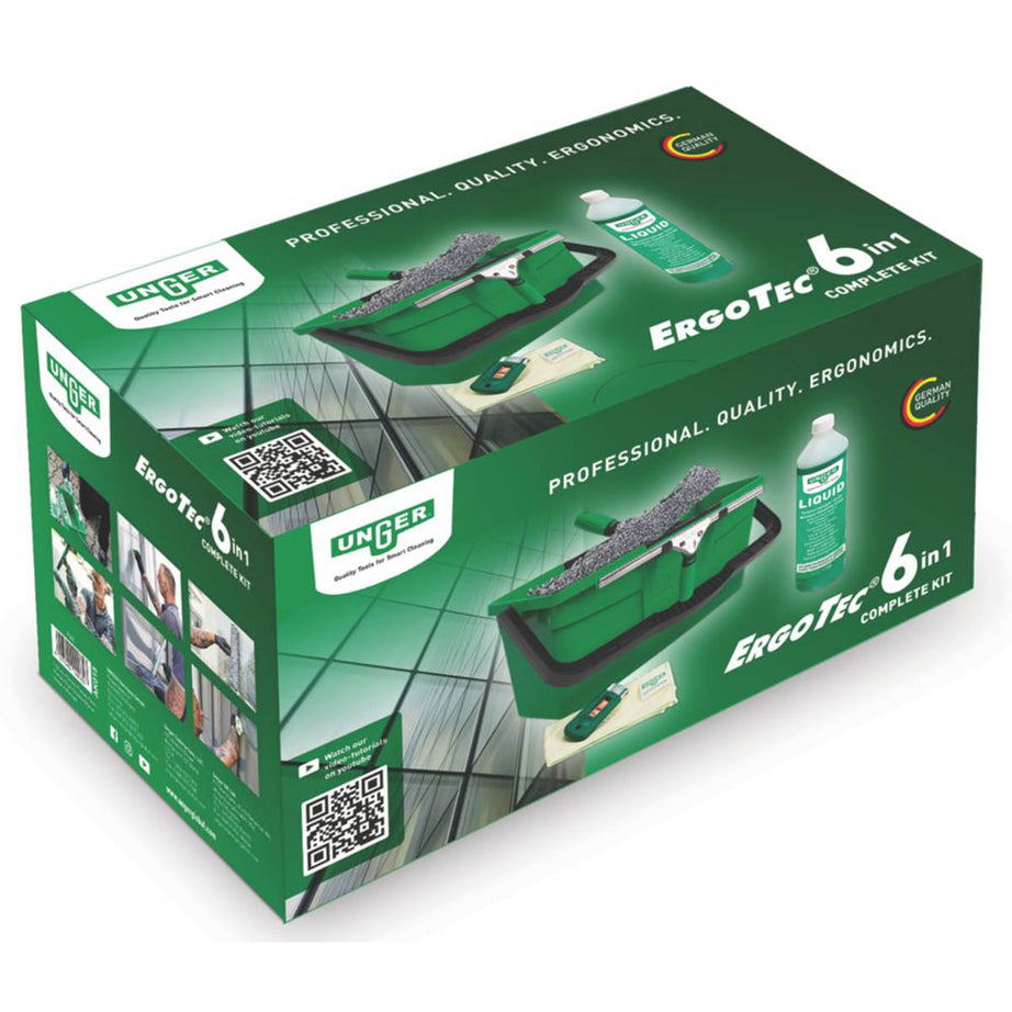 Unger Window Cleaning Kit 6-in-1 AK015 Complete Kit Ergonomic Squeegee 6 Pieces - Image 4