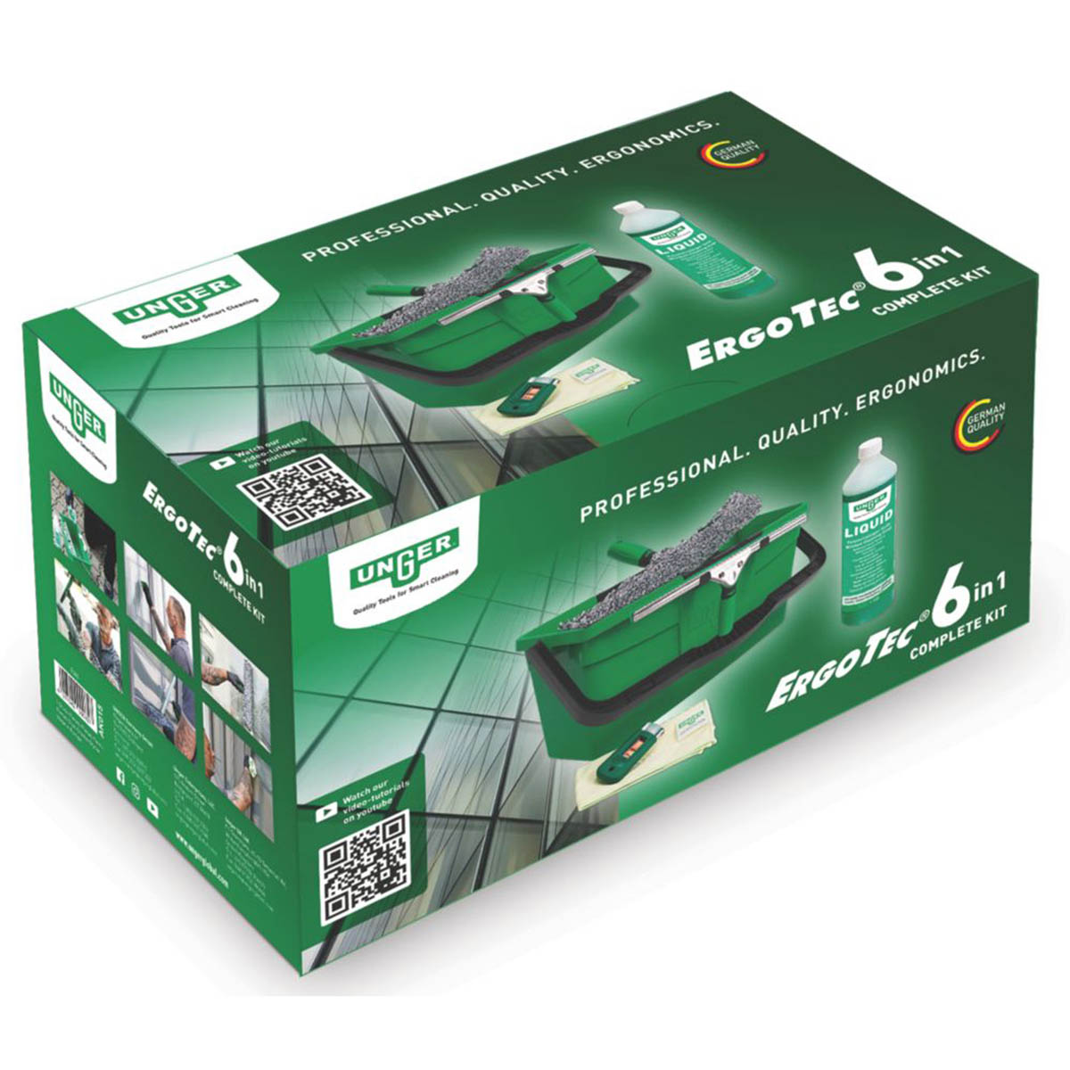 Unger Window Cleaning Kit 6-in-1 AK015 Complete Kit Ergonomic Squeegee 6 Pieces - Image 4