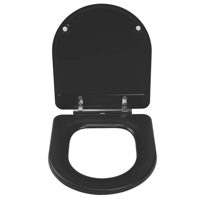 Toilet Seat Soft Close Matt Black Quick Release Durable Adjustable Hinges Wooden - Image 2