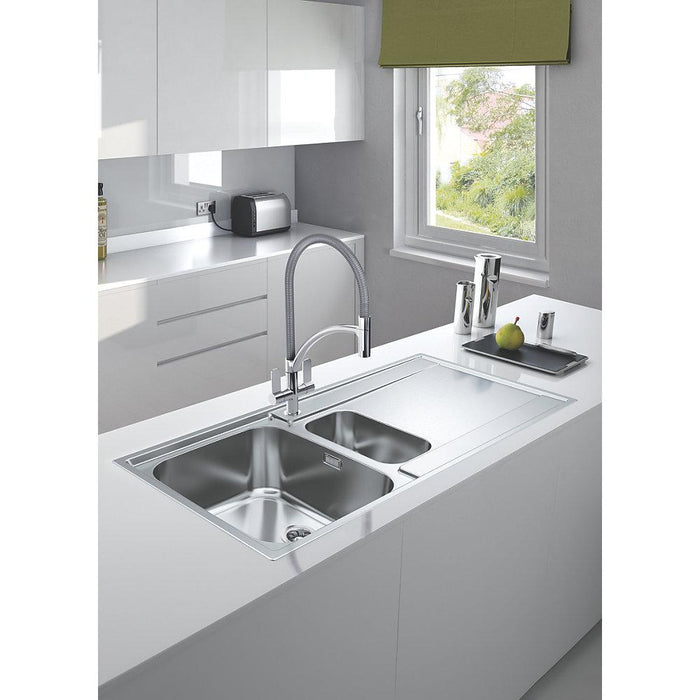 Kitchen Sink Inset Stainless Steel 1.5 Bowl Left Hand Drainer Rectangular 1000mm - Image 2