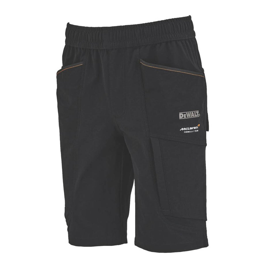 DeWalt Mens Work Shorts Jogger Black Stretch McLaren F1 Team Temple M 32-40" W - Image 1