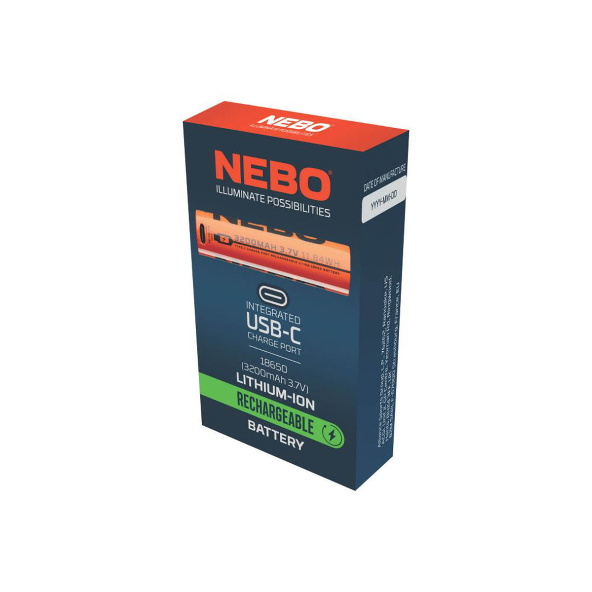 Nebo NEB-BAT-0008-G Rechargeable 18650 3.7V Li-Ion Battery - Image 3