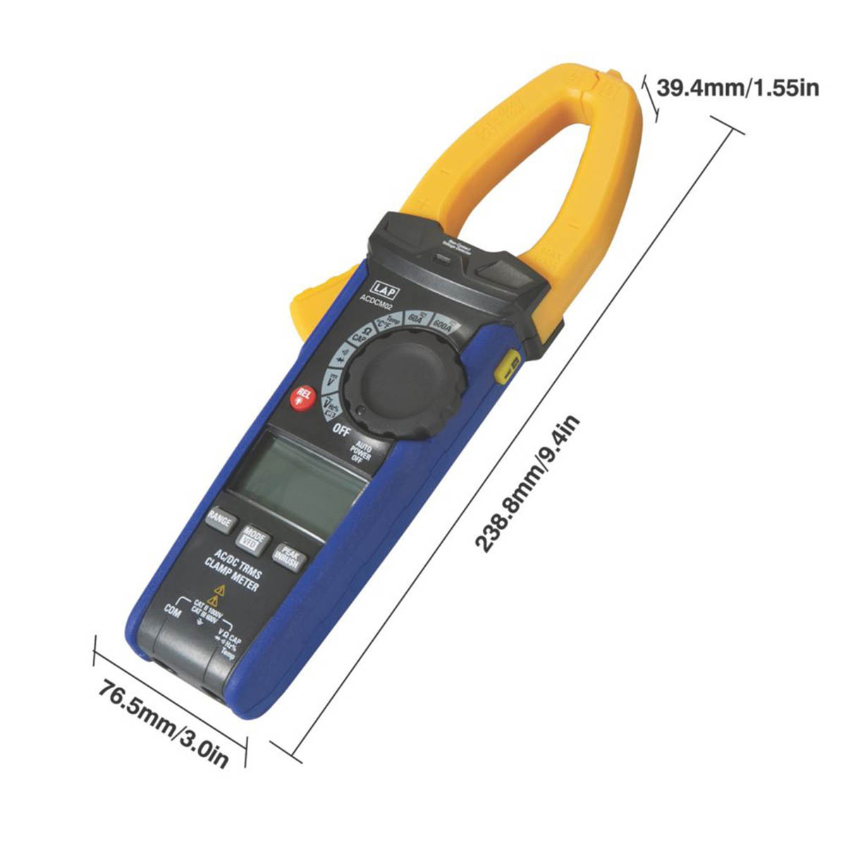 LAP Digital Clamp Meter 600A AC/DC True RMS CAT III LCD Display REL VFD - Image 5