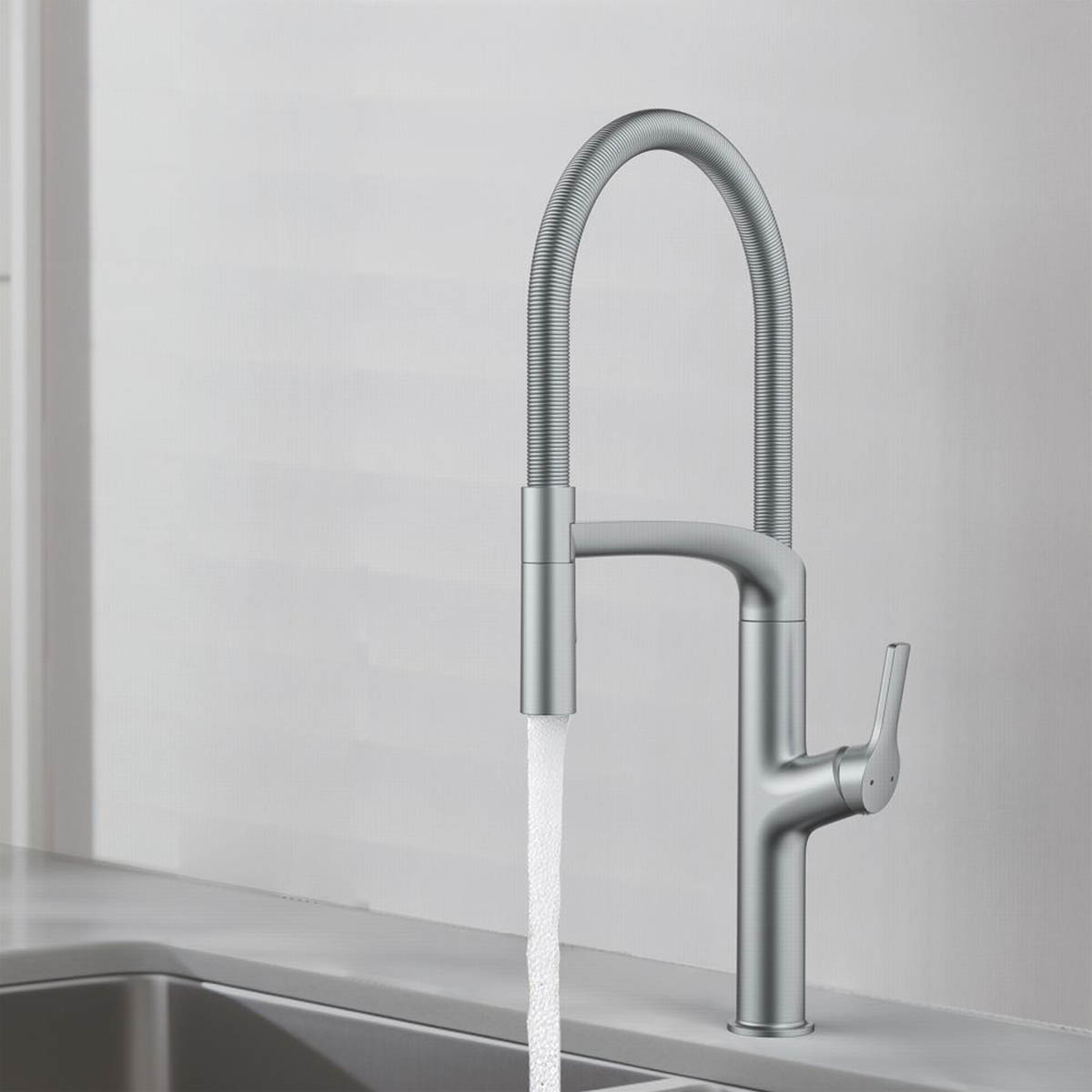 Swirl Kitchen Tap Mixer Stainless Steel Pull Out Single Lever Modern Faucet - Image 3