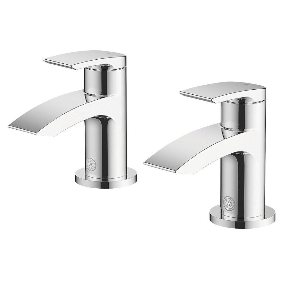 Bathroom Basin Pillar Tap Chrome 101mm Lever 1/4 Turn Operation Cold Hot Pair - Image 2