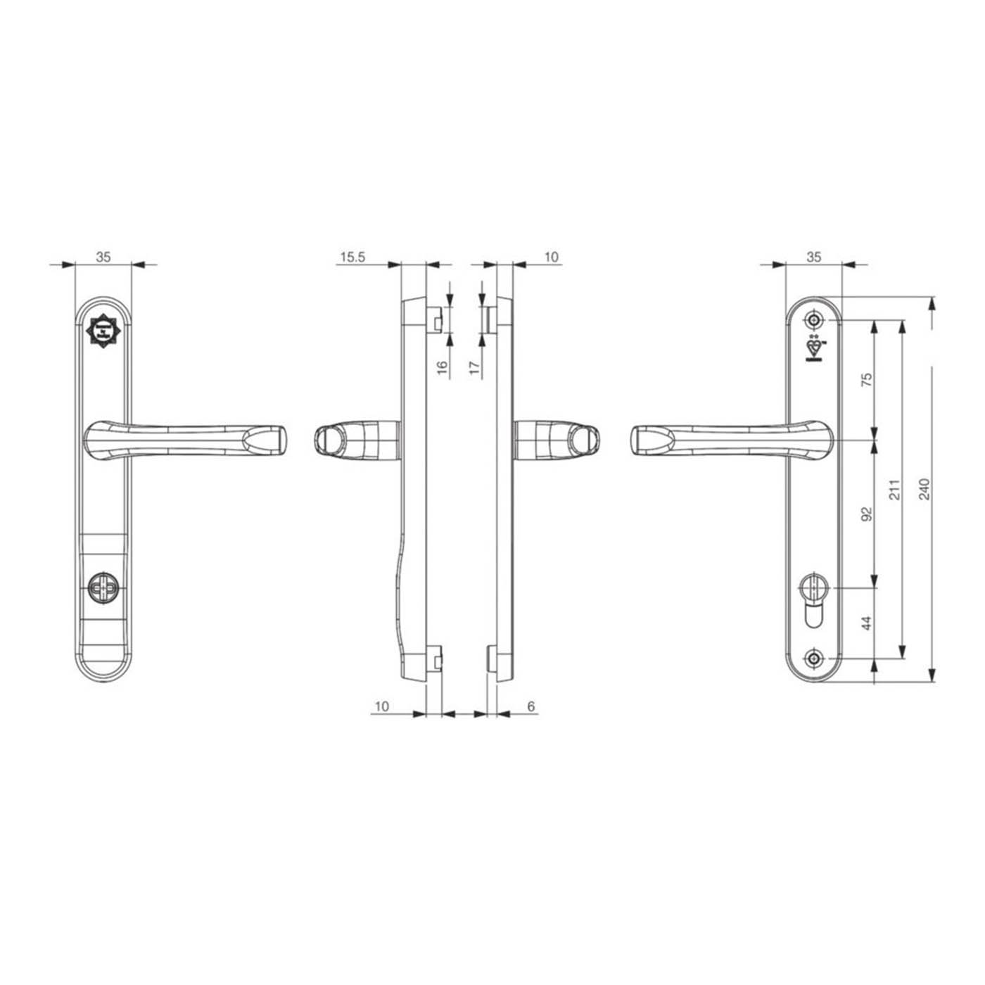 Smith & Locke  Door Handles Pair Polished Chrome - Image 3
