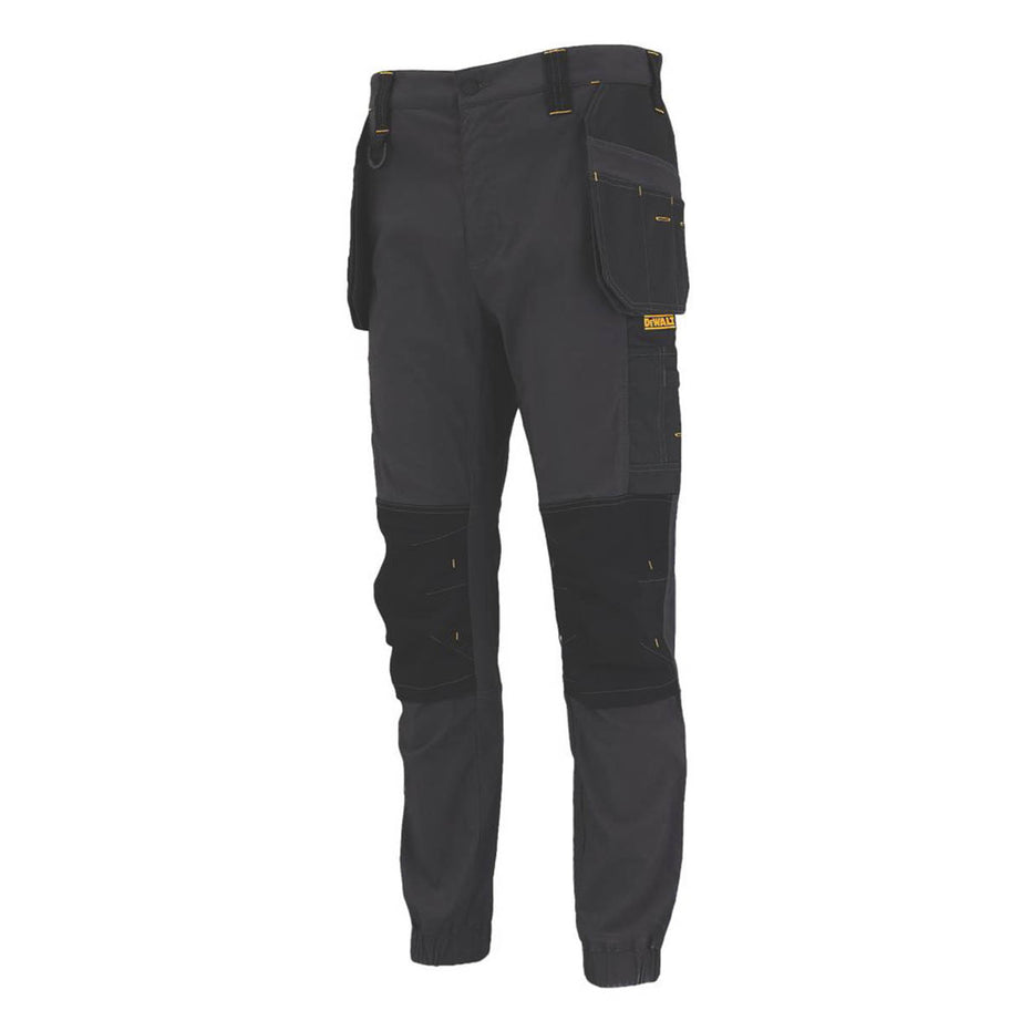 DeWalt Work Trousers Mens Slim Fit Grey Black Breathable Multi Pockets 40"W 31"L - Image 1