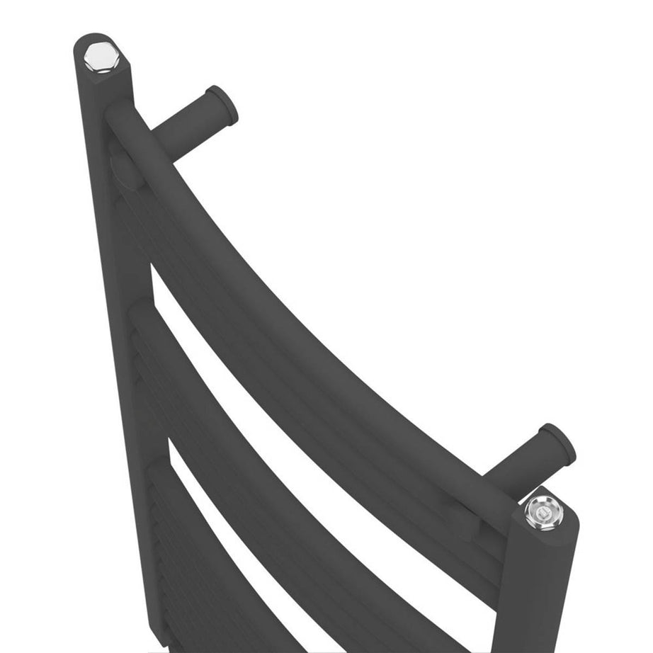Flomasta Towel Rail Radiator Matt Black Curved Warmer 1000mm x 500mm 1521BTU - Image 3