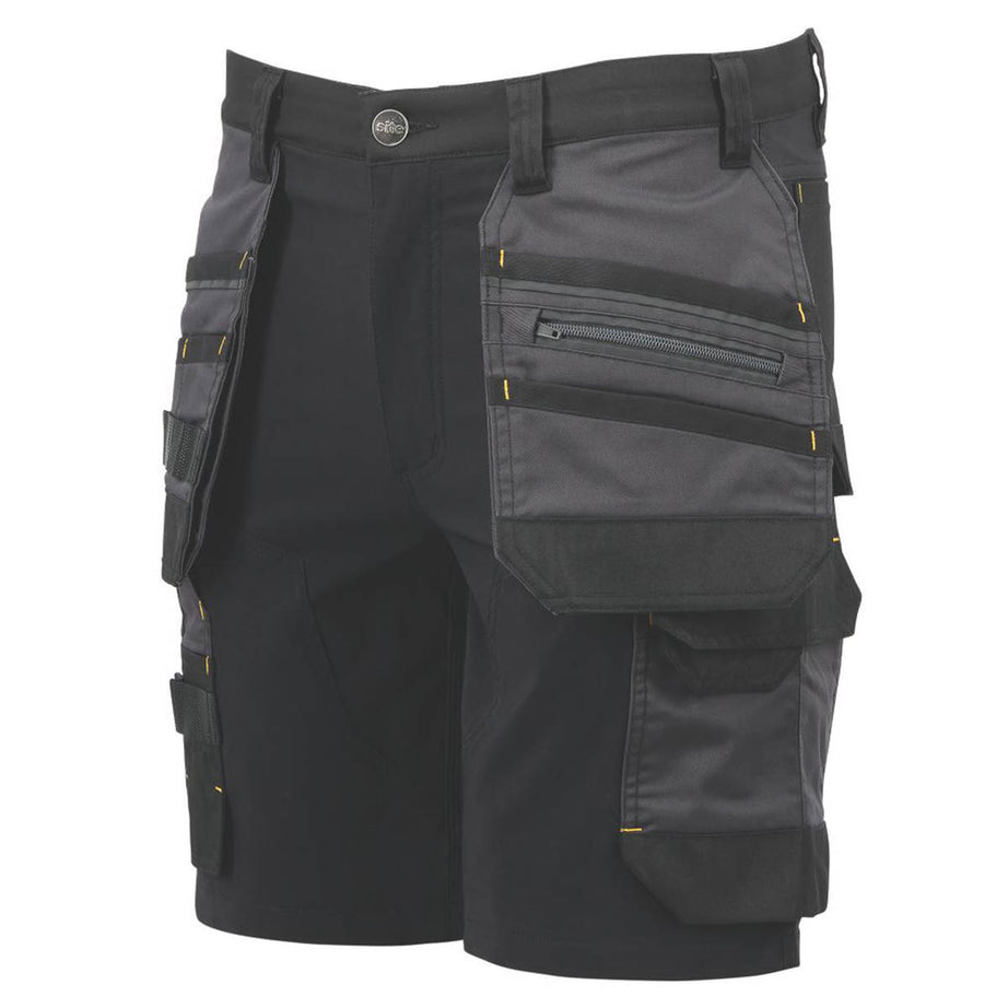 Site Mens Work Shorts Brochman Black Grey Holster Pockets Slim Fit 36" W - Image 1
