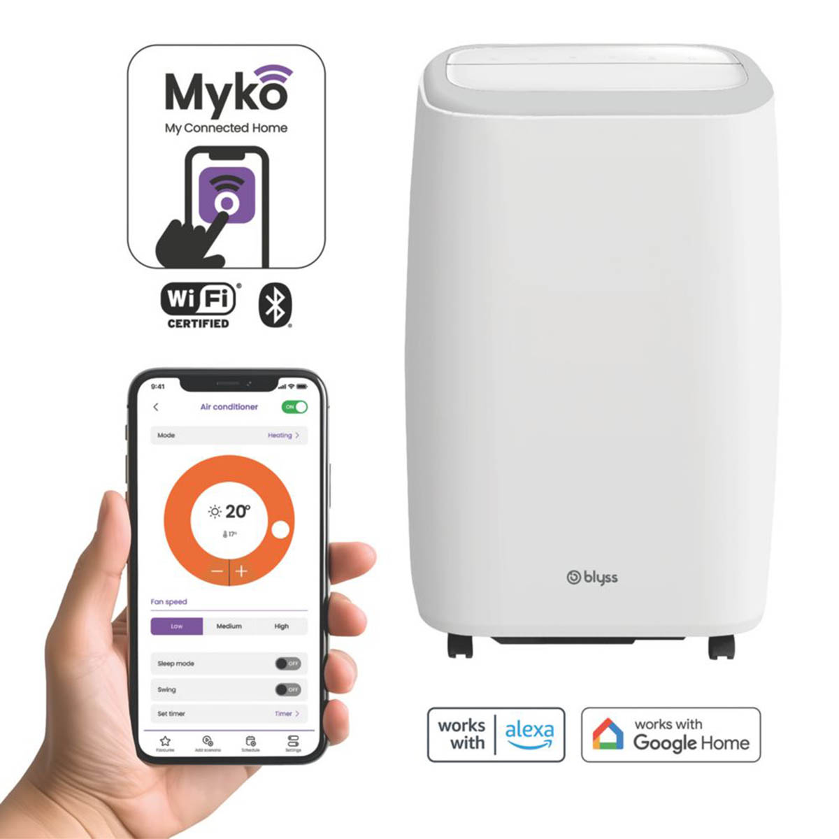 Blyss Portable Air Conditioner Smart Timer 4in1 Cooler Heater Dehumidifier 1129W - Image 2
