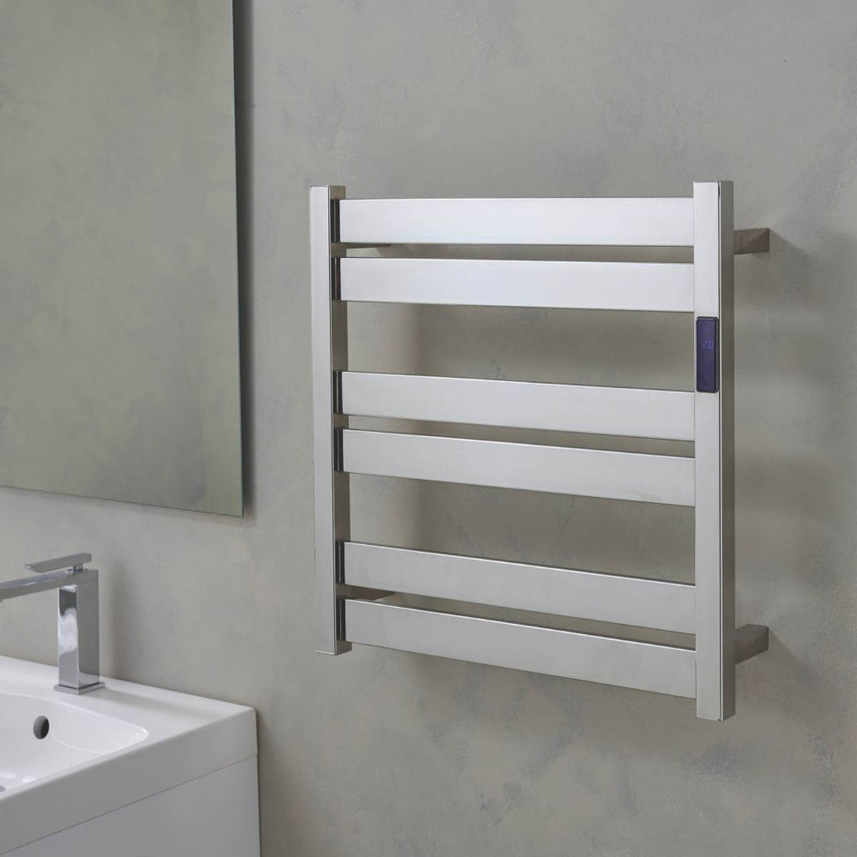 Flomasta Electric Towel Radiator Chrome Flat Bathroom Warmer 511BTU 53x52cm - Image 3