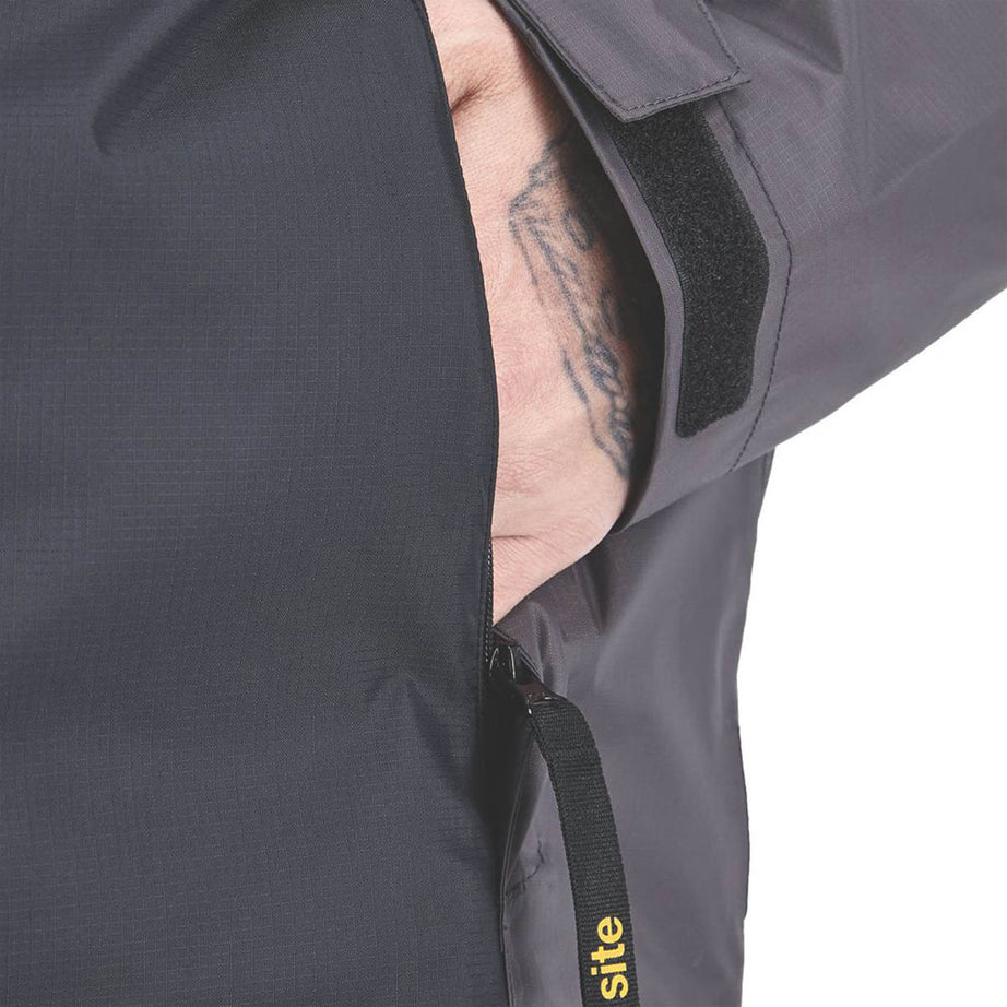 Site Work Jacket Mens Grey Black Waterproof Coat Hood X Large Size 54" Chest - Image 5