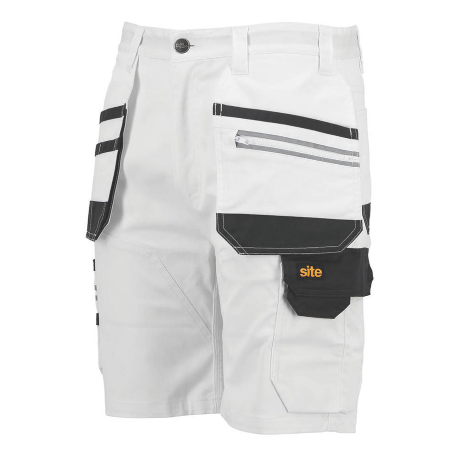 Site Mens Work Shorts Kirksey White Grey Breathable Stretch Durable 36" W - Image 2