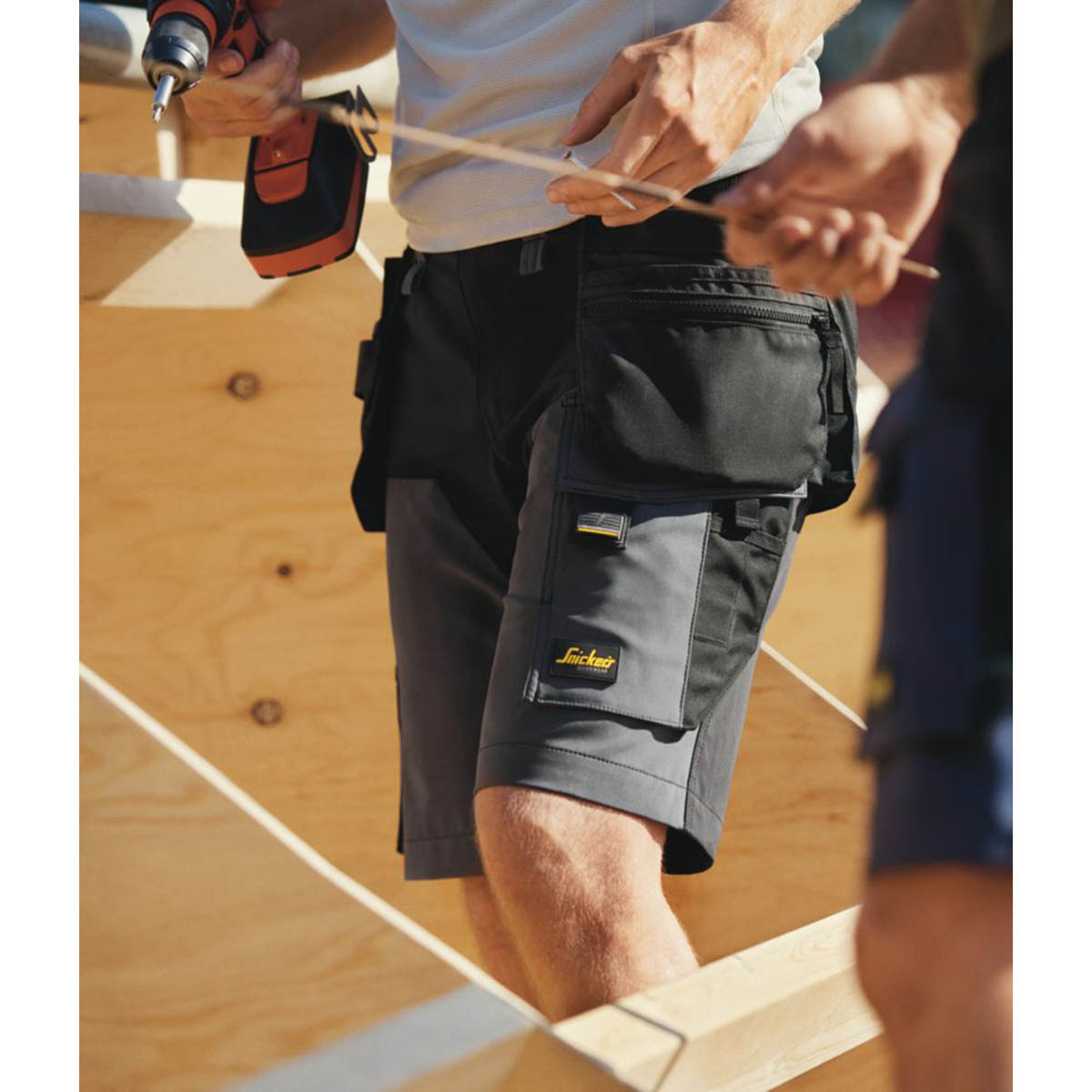 Snickers 6175 Stretch Work Shorts Steel Grey / Black 35" W - Image 3