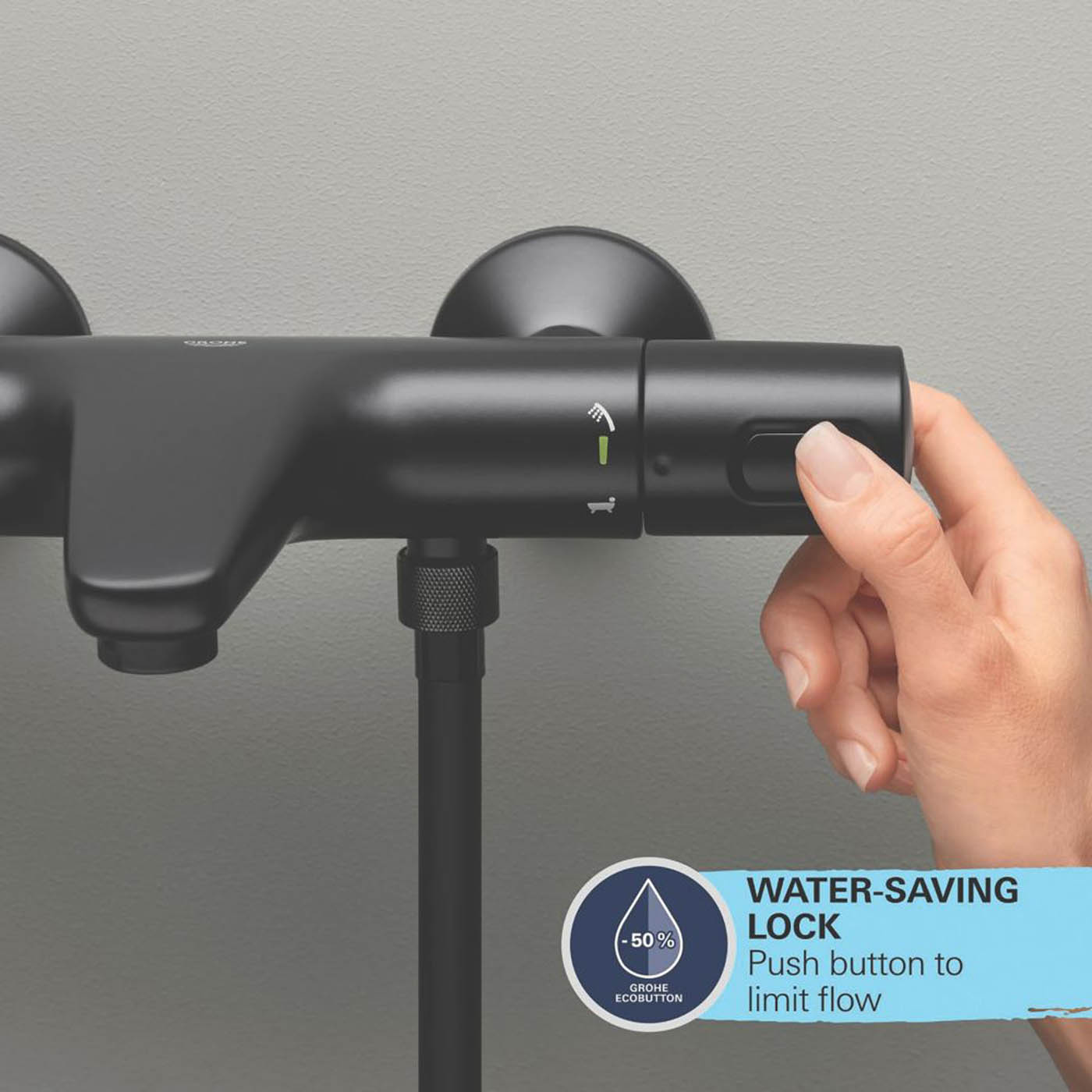 Grohe Bath Filler Tap Thermostatic Shower Mixer Black Dual Lever Modern Faucet - Image 3