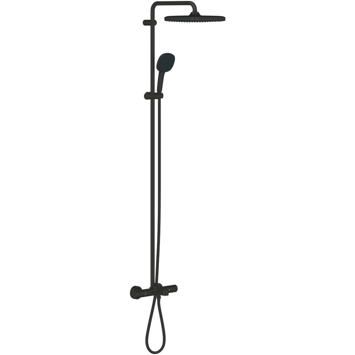 Bathroom Thermostatic Shower Mixer Black Twin Square Head 2 Spray Patterns - Image 2