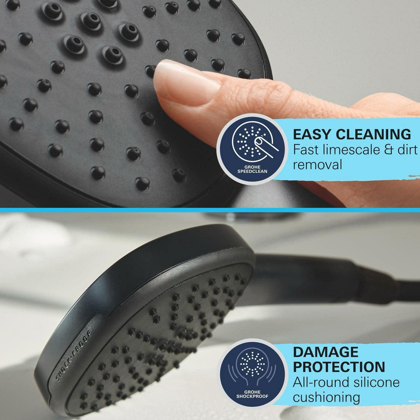 Bathroom Thermostatic Shower Mixer Black Twin Square Head 2 Spray Patterns - Image 8