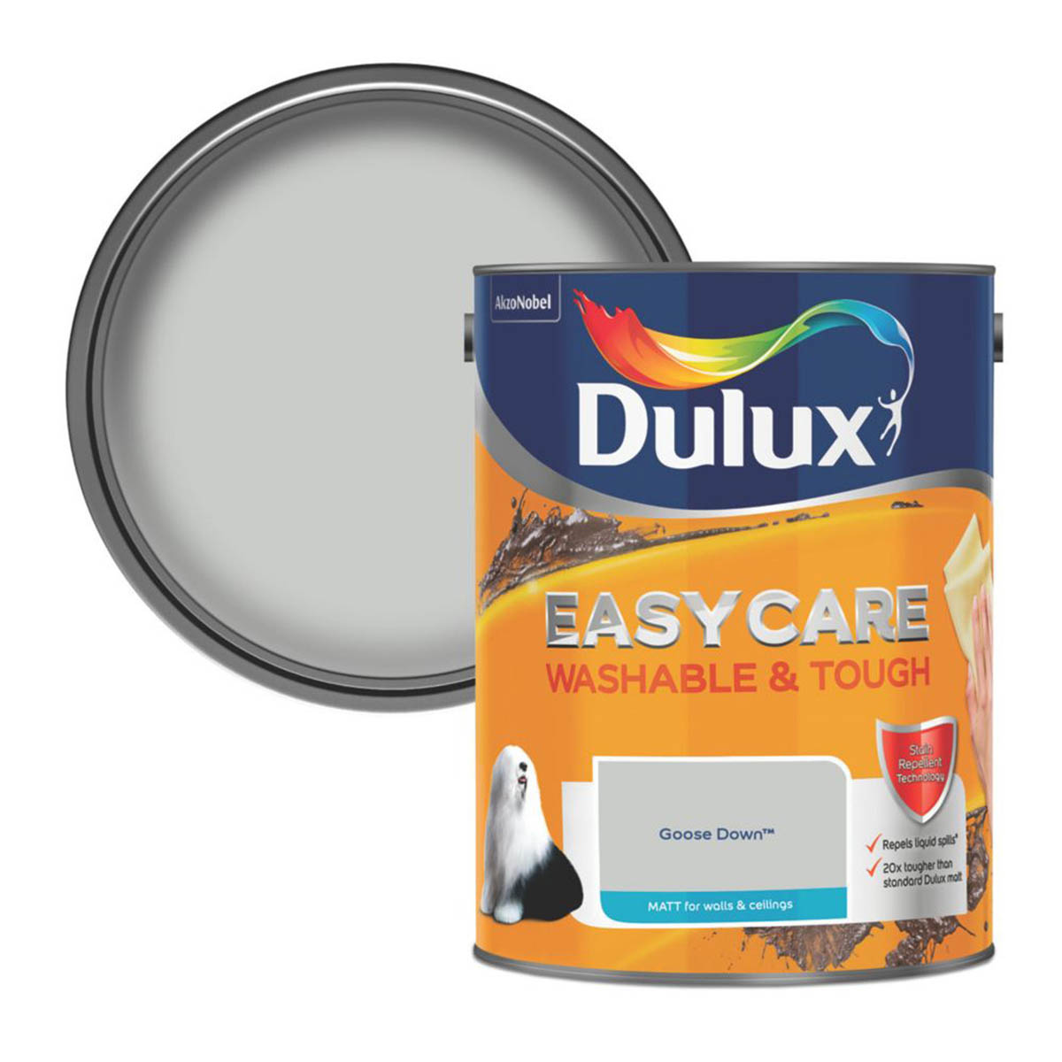 Dulux Emulsion Paint EasyCare 5Ltr Matt Goose Down Walls Ceilings Washable Tough - Image 1