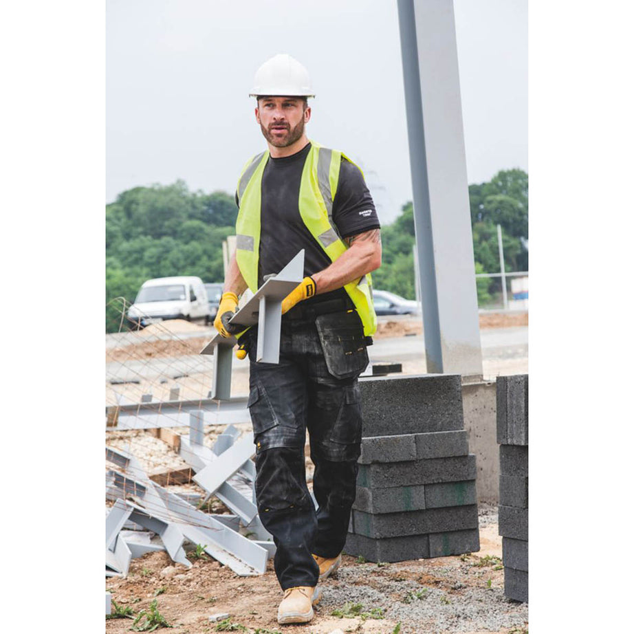 DeWalt Mens Work Trousers Black Breathable Comfort Straight Leg 30" W 33" L - Image 2