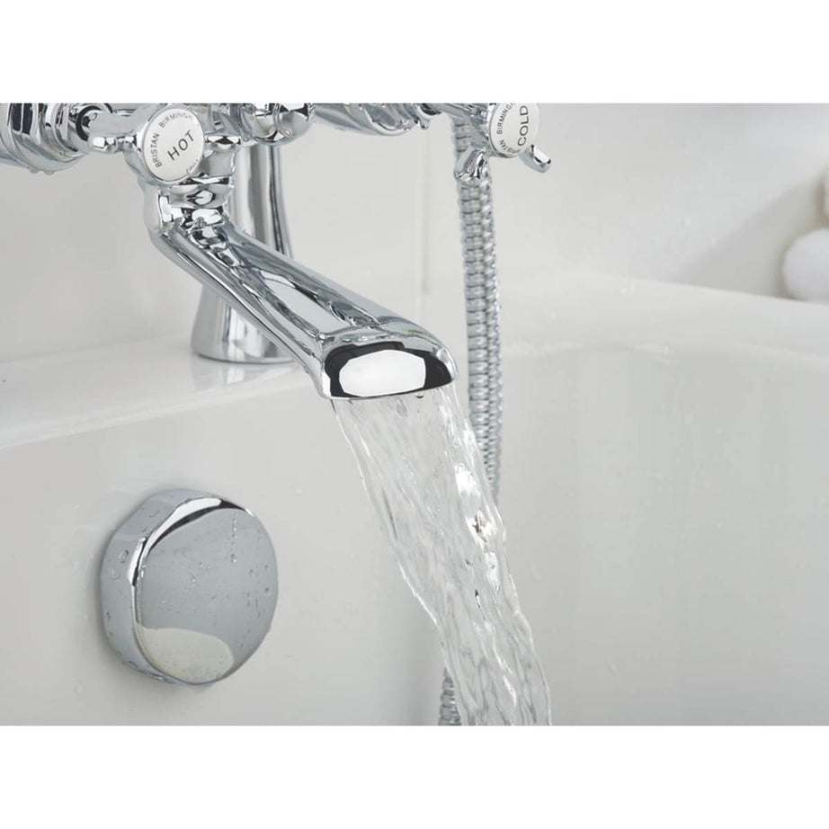 Bristan Bath Filler Tap Shower Mixer Chrome Double Lever Cross Head Traditional - Image 6