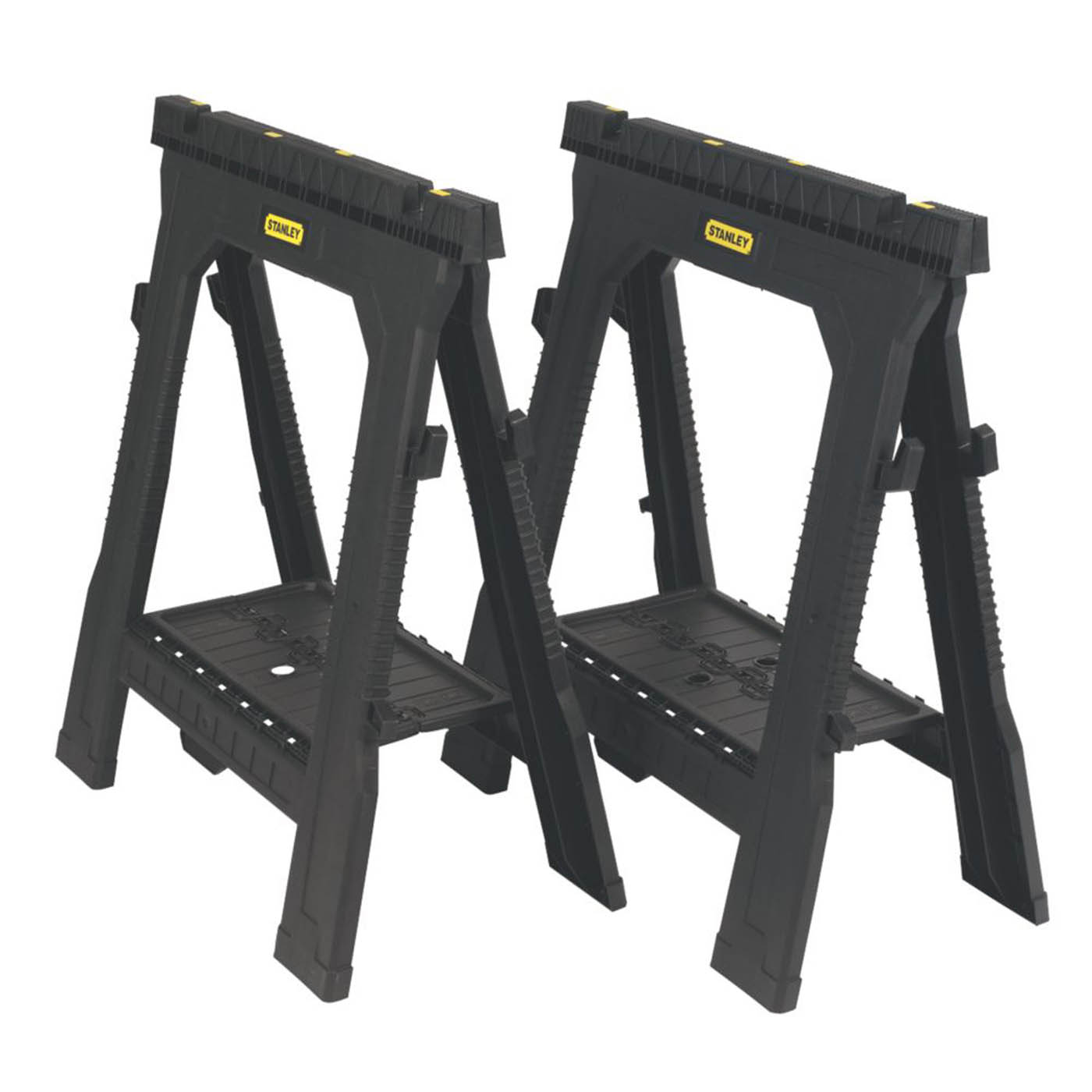 Stanley Folding Saw Horses Black Heavy Duty Lightweight Portable 69cm 2 Pack - Image 1