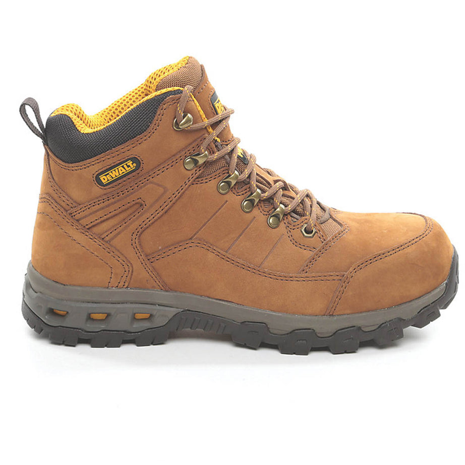 DeWalt Safety Boots Mens Wide Fit Brown Leather Work Shoes Aluminium Toe Size 8 - Image 2