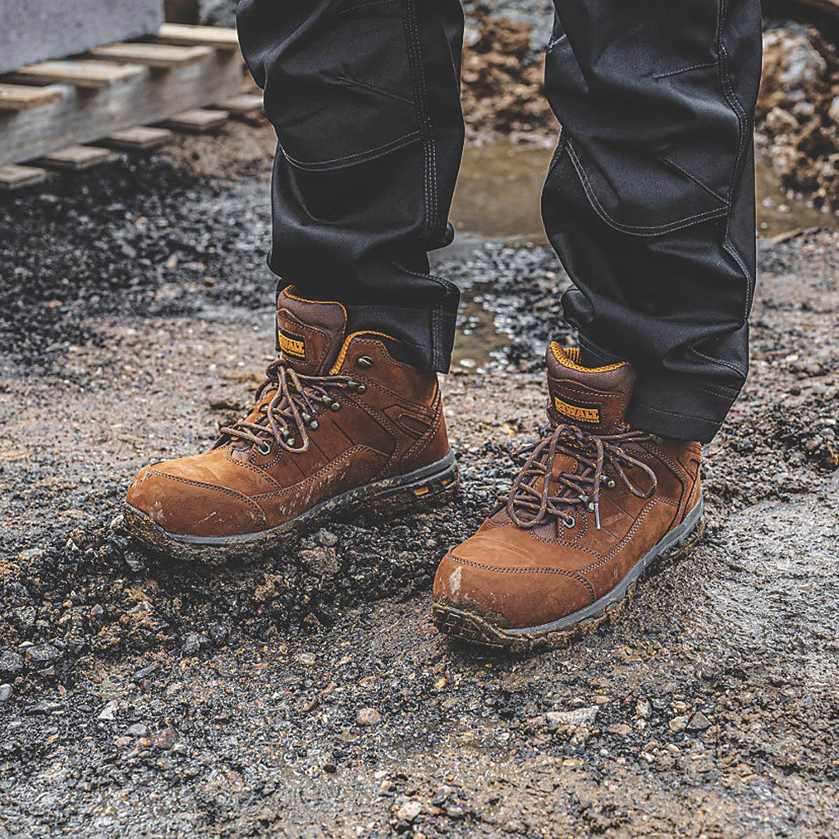 DeWalt Safety Boots Mens Wide Fit Brown Leather Work Shoes Aluminium Toe Size 8 - Image 6