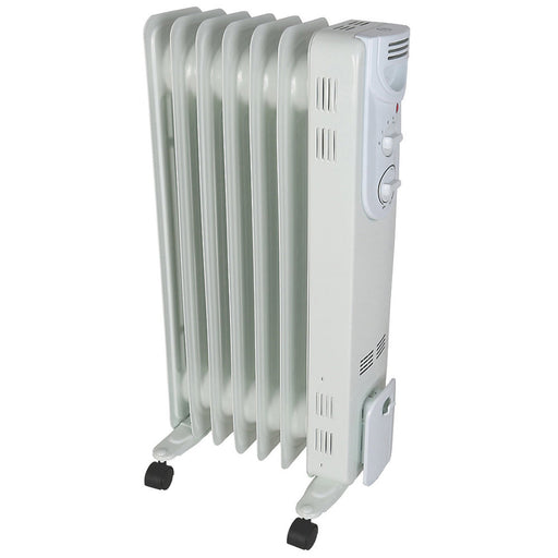 Oil Filled Radiator Space Heater Electric White Portable 7 Fin Thermostat 1500W - Image 1