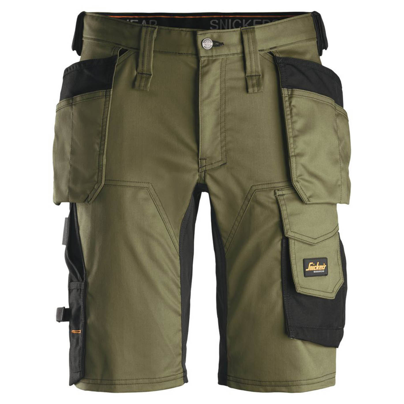 Snickers Work Shorts 6141 Mens Slim Fit Khaki Green Stretch Multi Pockets 33W - Image 1