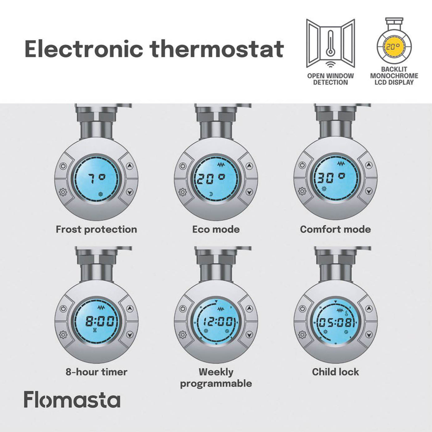 Flomasta Electric Towel Rail Radiator Chrome Flat Bathroom Warmer (H)180x(W)50cm - Image 6