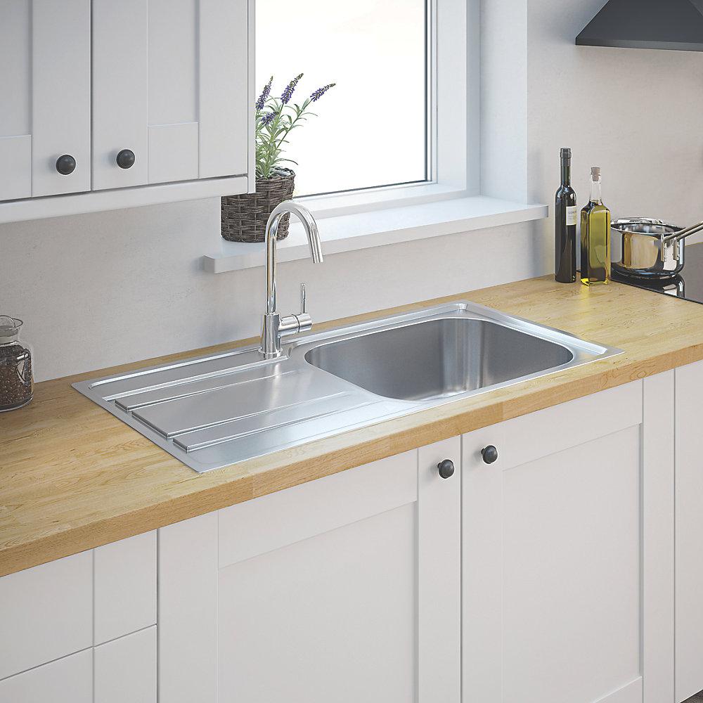 Kitchen Sink 1 Bowl Reversible Drainer Rectangular Stainless Steel 100x50cm - Image 4