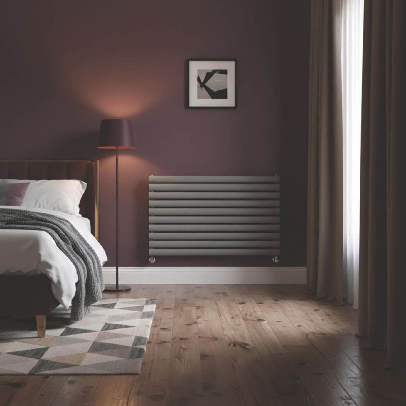 Flomasta  600mm x 1200mm 2626BTU Anthracite Horizontal Designer Radiator - Image 2
