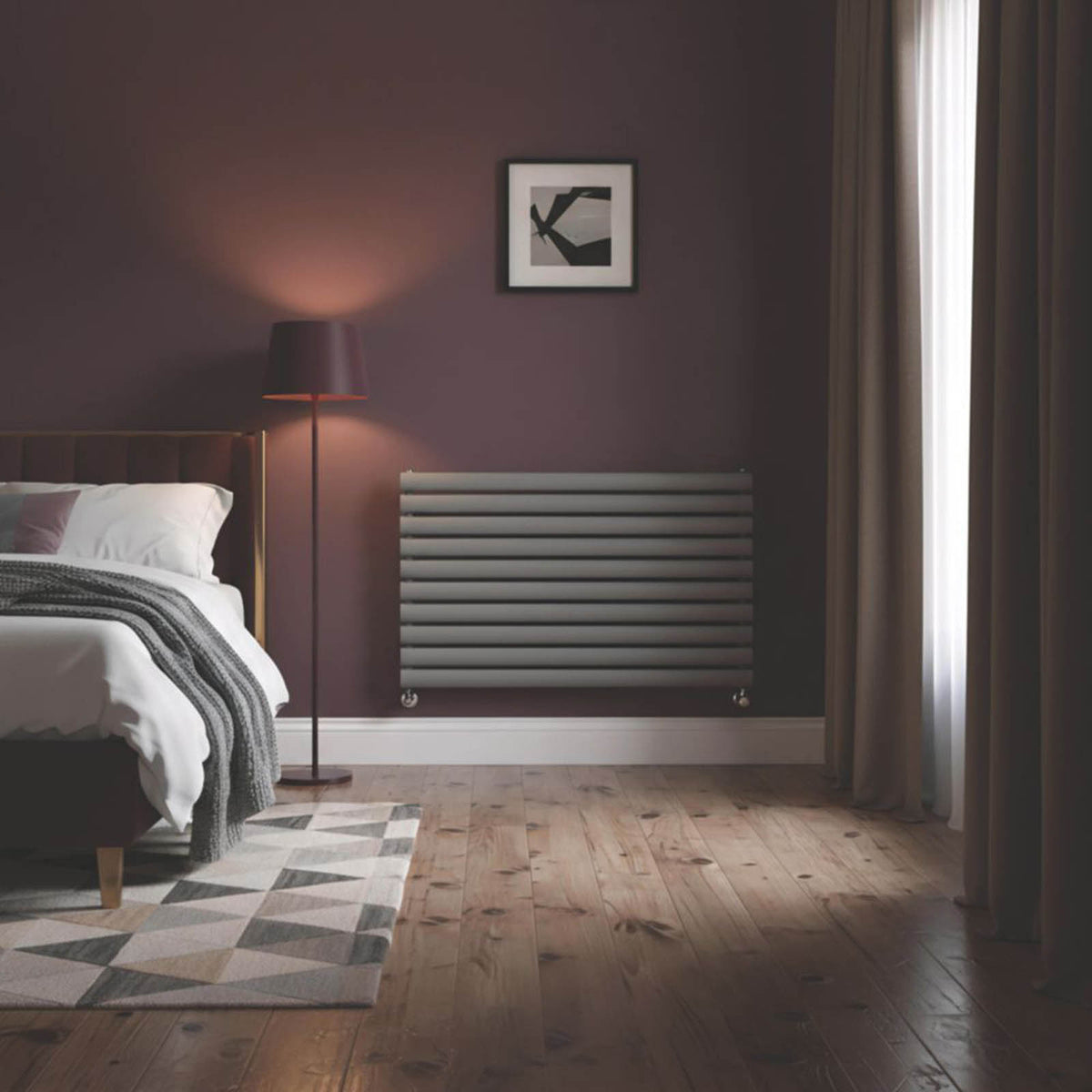 Flomasta  600mm x 1200mm 2626BTU Anthracite Horizontal Designer Radiator - Image 2