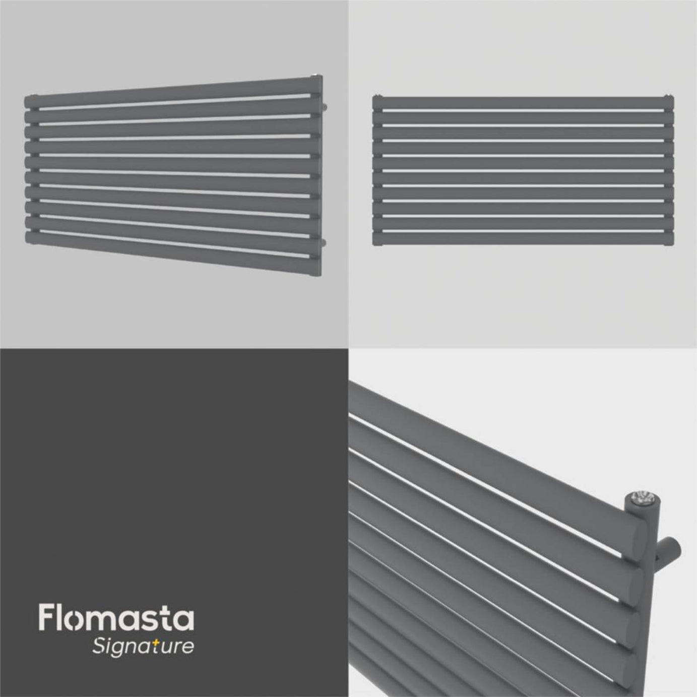 Flomasta  600mm x 1200mm 2626BTU Anthracite Horizontal Designer Radiator - Image 6