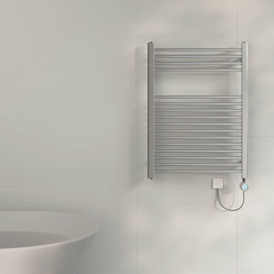 Flomasta Electric Towel Rail Radiator Chrome Flat Bathroom Warmer (H)80x(W)60cm - Image 2